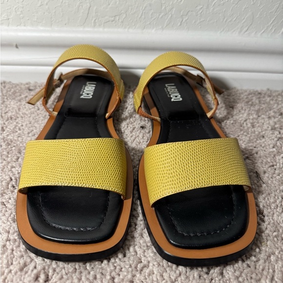 LABUCQ Charlie Green Lizard Embossed Leather Slingback Sandal Size EU 38 (7.5/8) - Picture 2 of 6